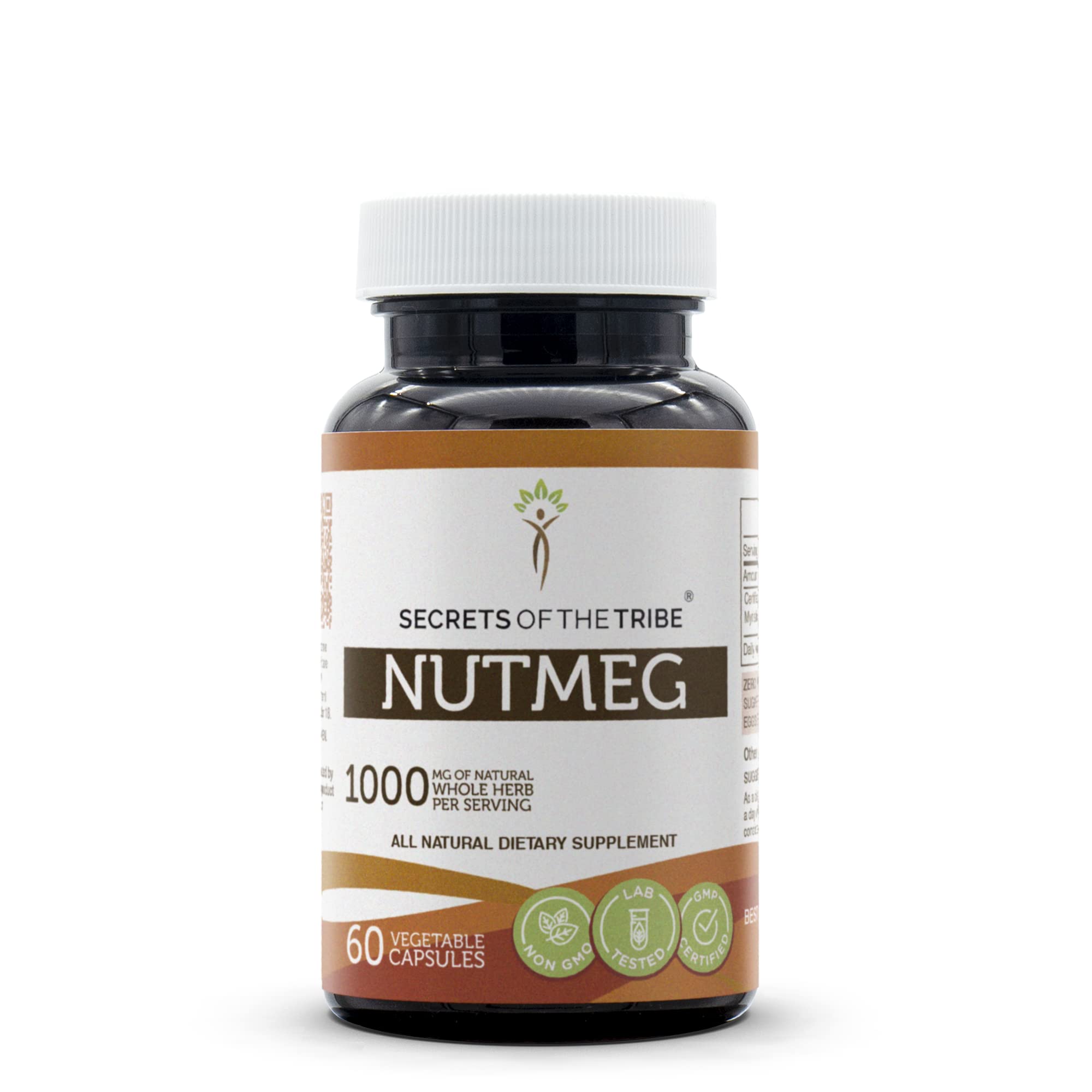 Secrets of the Tribe Nutmeg 60 Capsules bottle label