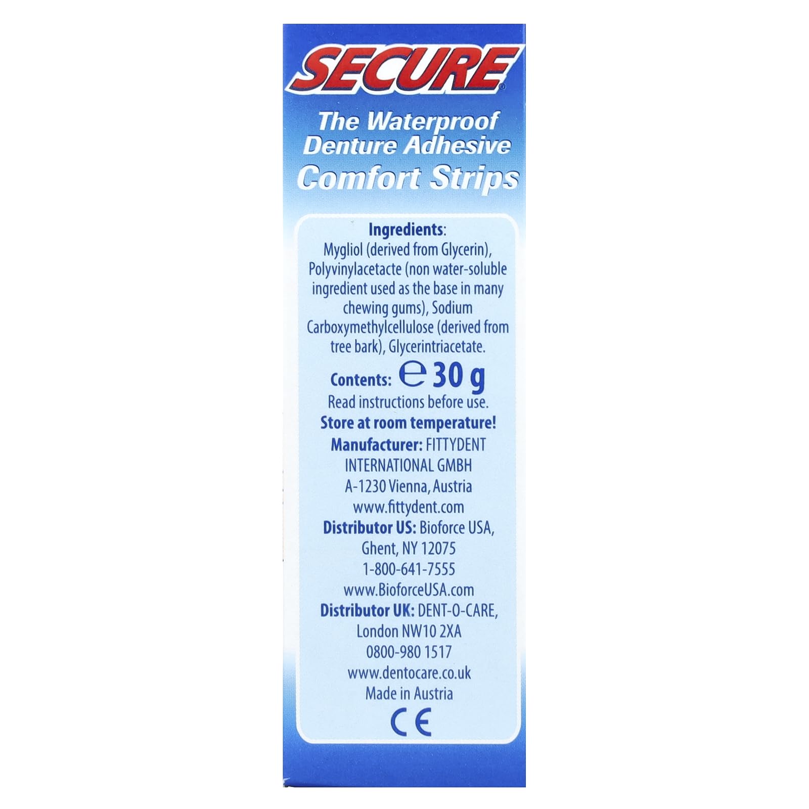 Denture strip adhesive being applied