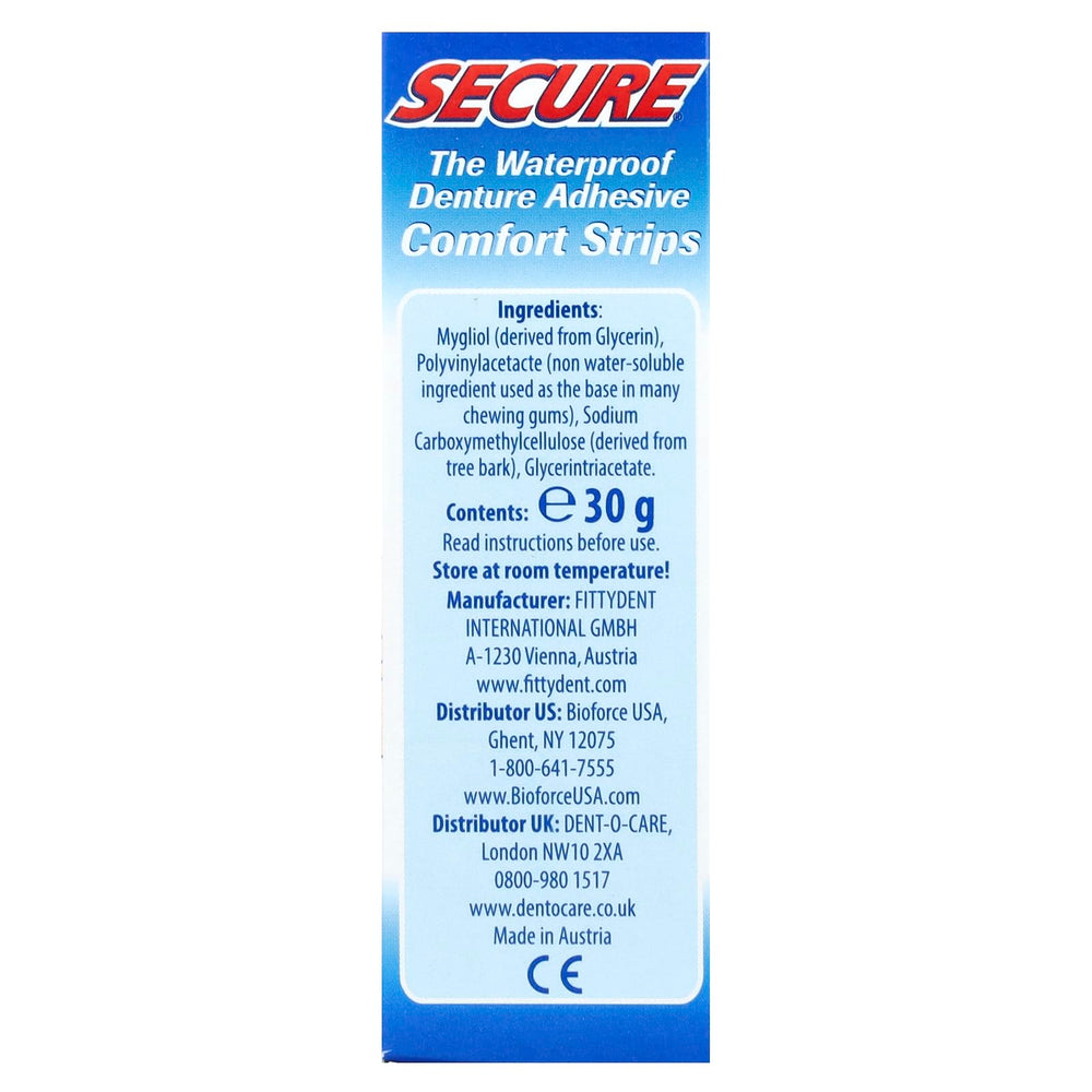 Denture strip adhesive being applied
