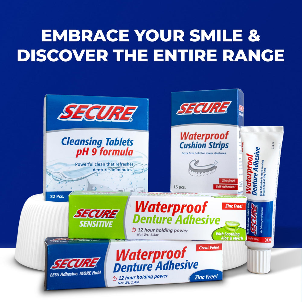 Product packaging and tube design for Secure Denture Adhesive.