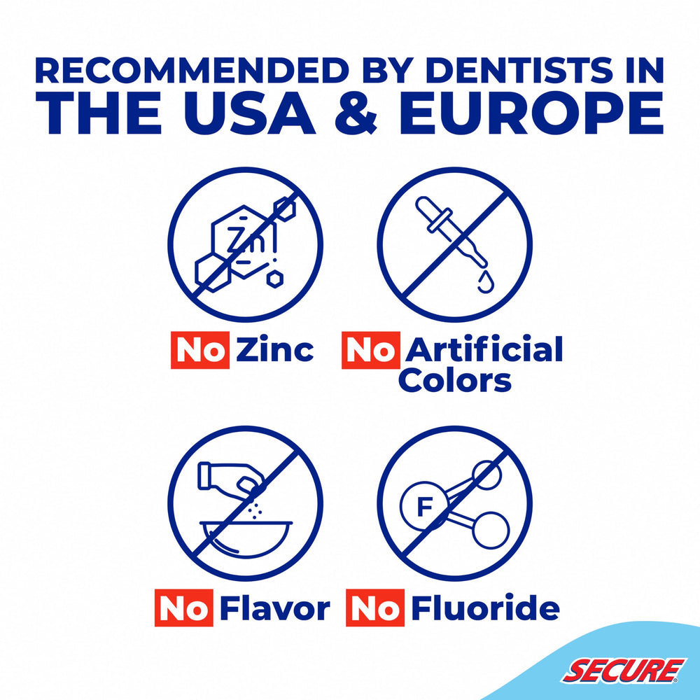 Denture adhesive being applied to a denture