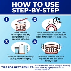 Illustration of 12-hour hold for denture adhesive