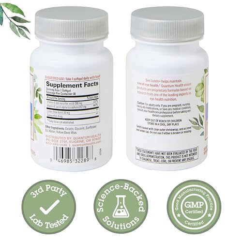 Close-up of See Lutein+ packaging showing 20mg Lutein and 4mg Zeaxanthin