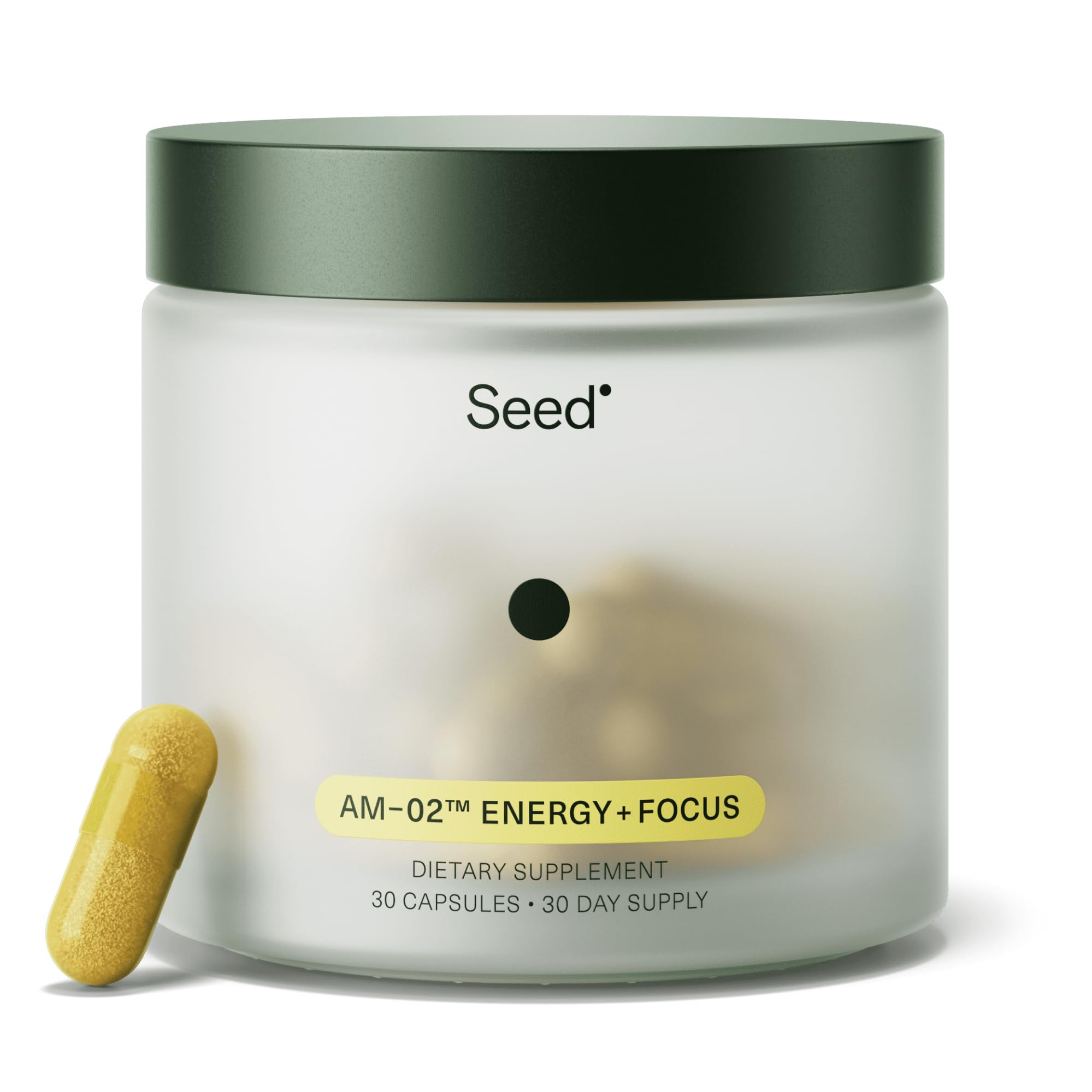 Seed AM-02 Energy + Focus bottle with 30 capsules (hero image)