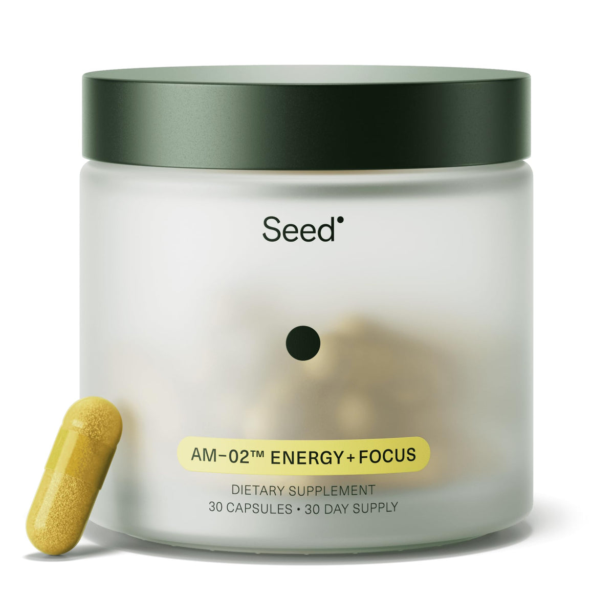 Seed AM-02 Energy + Focus bottle with 30 capsules (hero image)