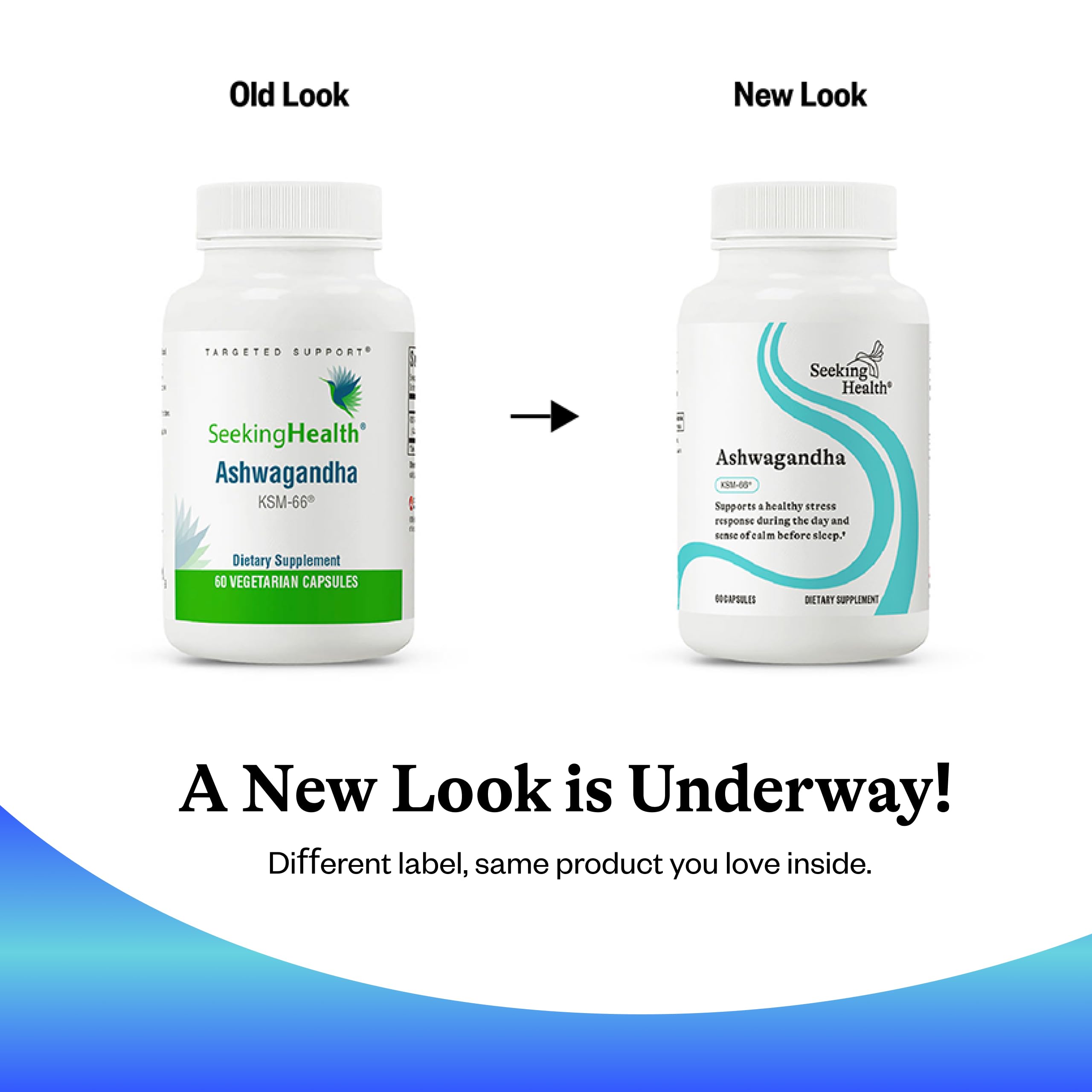 Vegan-friendly ashwagandha supplement bottle on a clean background