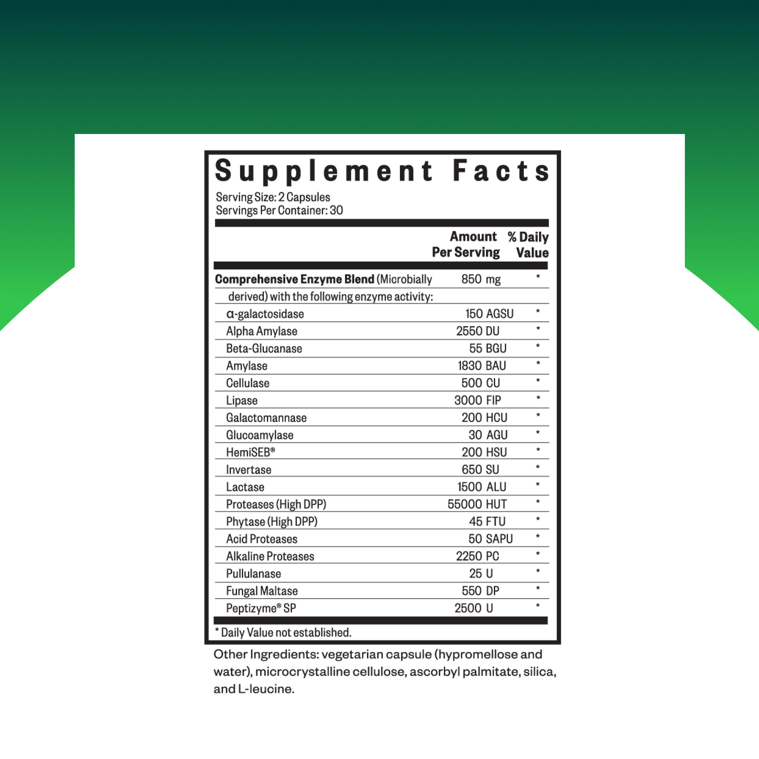 Product label for Seeking Health Digestive Enzymes