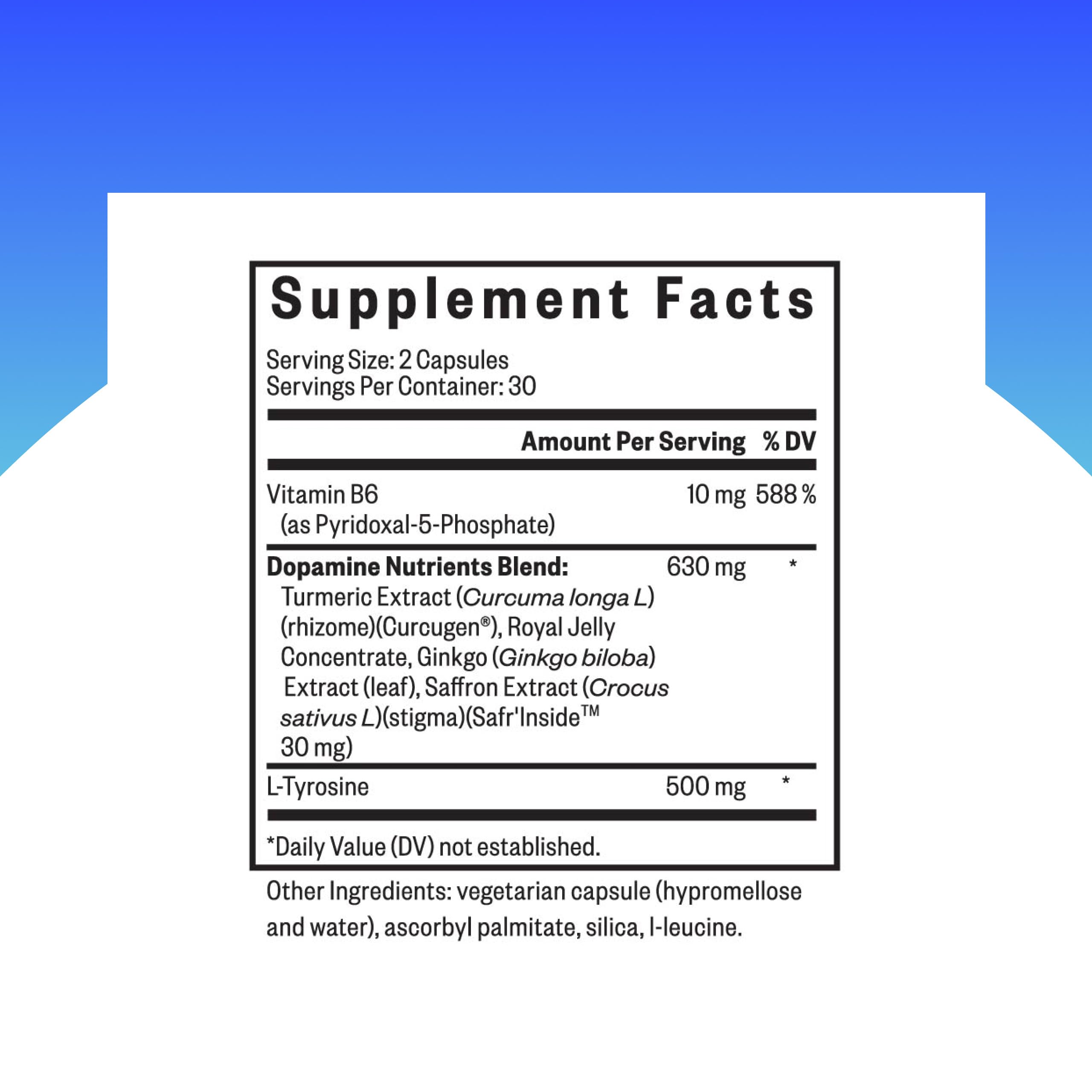 Close-up of Seeking Health Dopamine Nutrients label