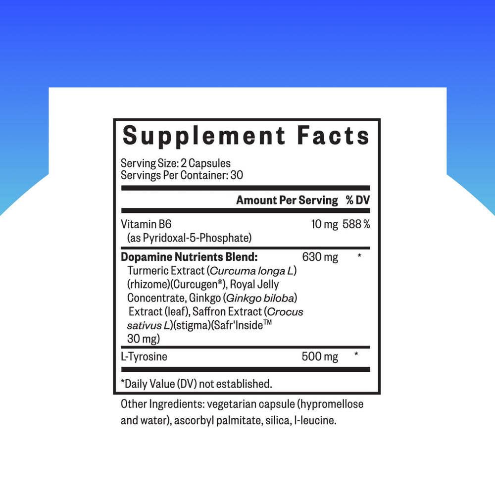 Close-up of Seeking Health Dopamine Nutrients label