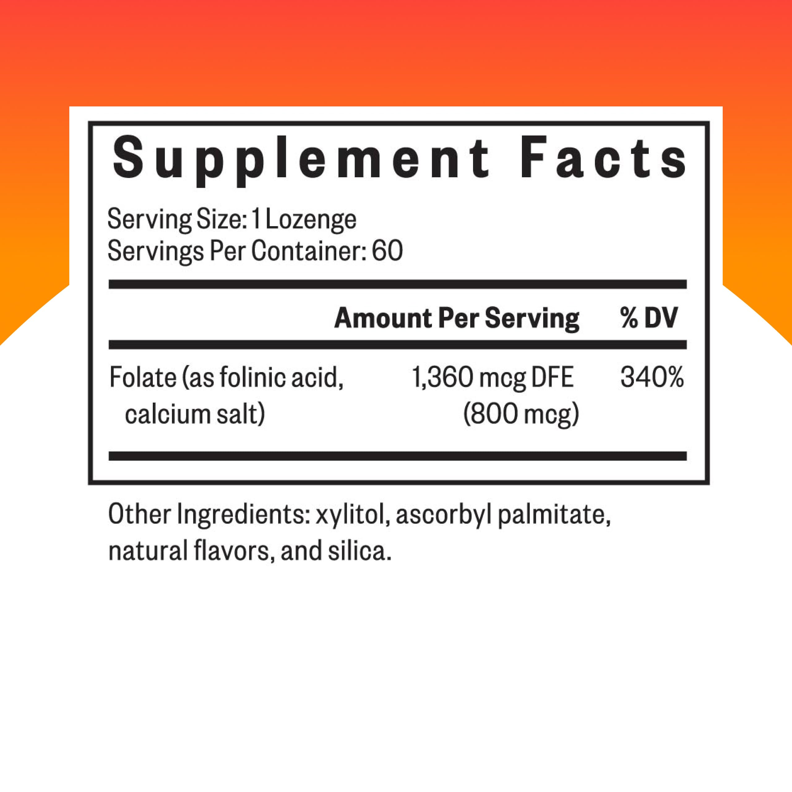 Close-up of Seeking Health Folinic Acid lozenges