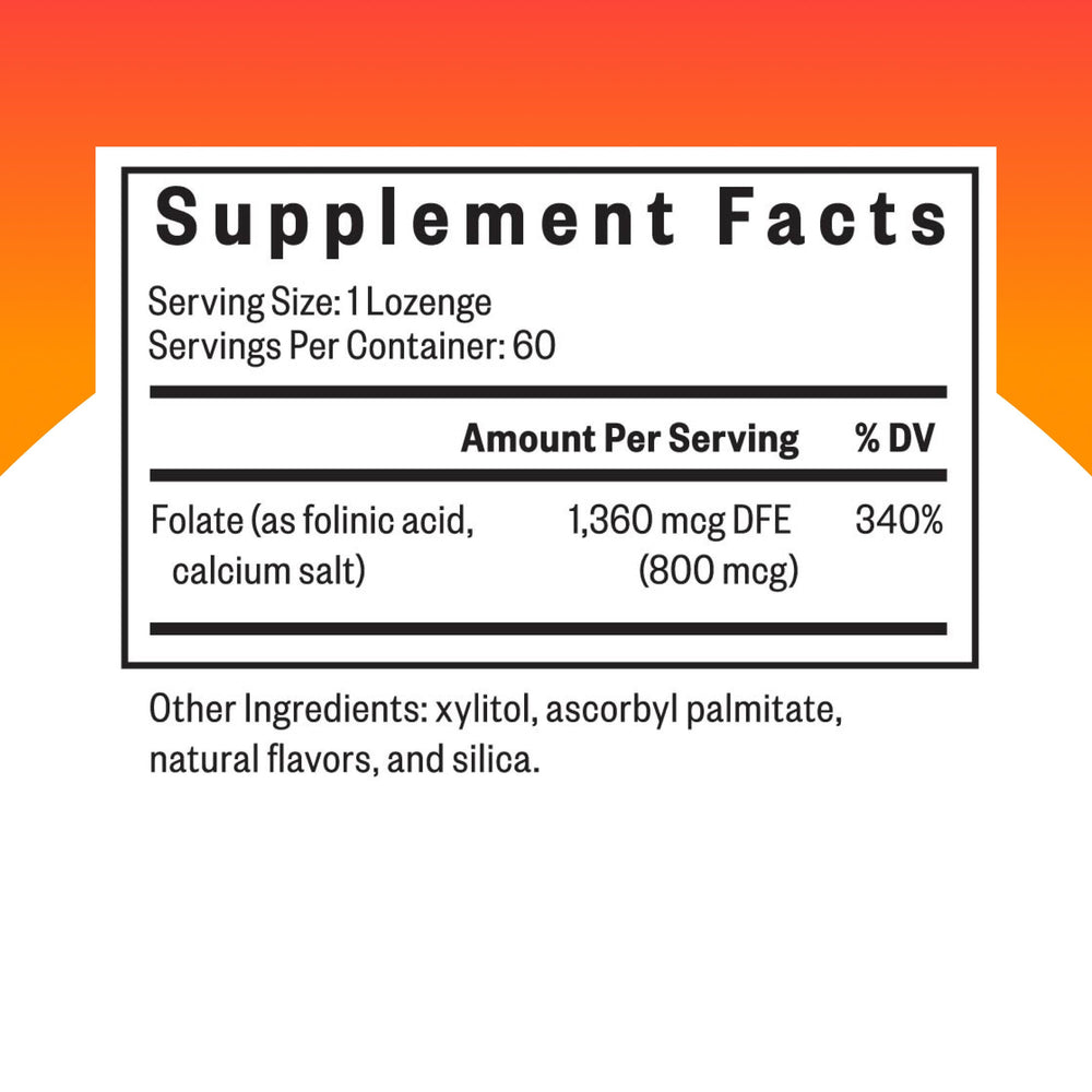 Close-up of Seeking Health Folinic Acid lozenges