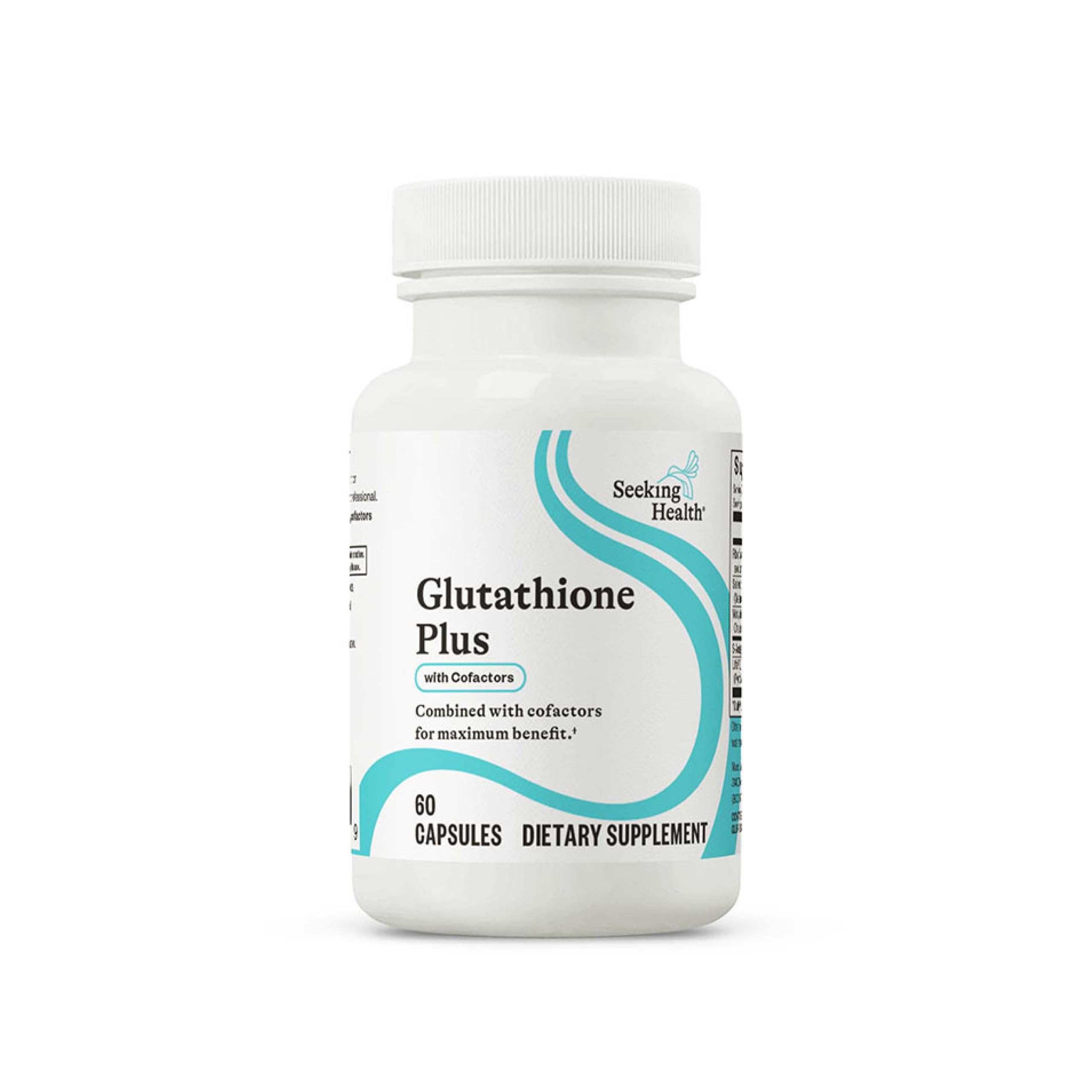Bottle front view of Seeking Health Glutathione Plus