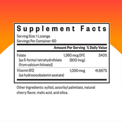Close-up of the Seeking Health Hydroxo B12 and folinic acid label