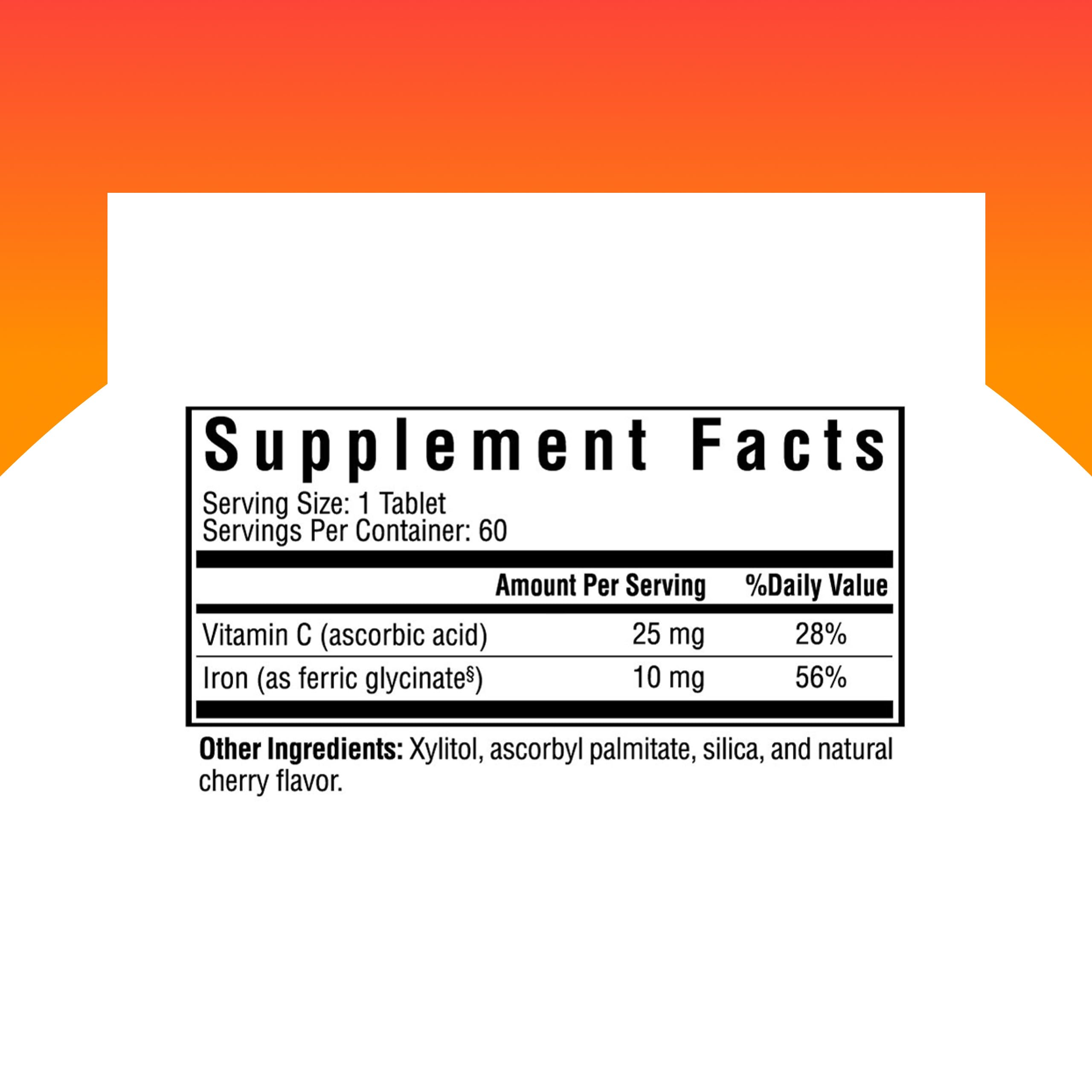 Close-up of Seeking Health Iron Chewable tablets