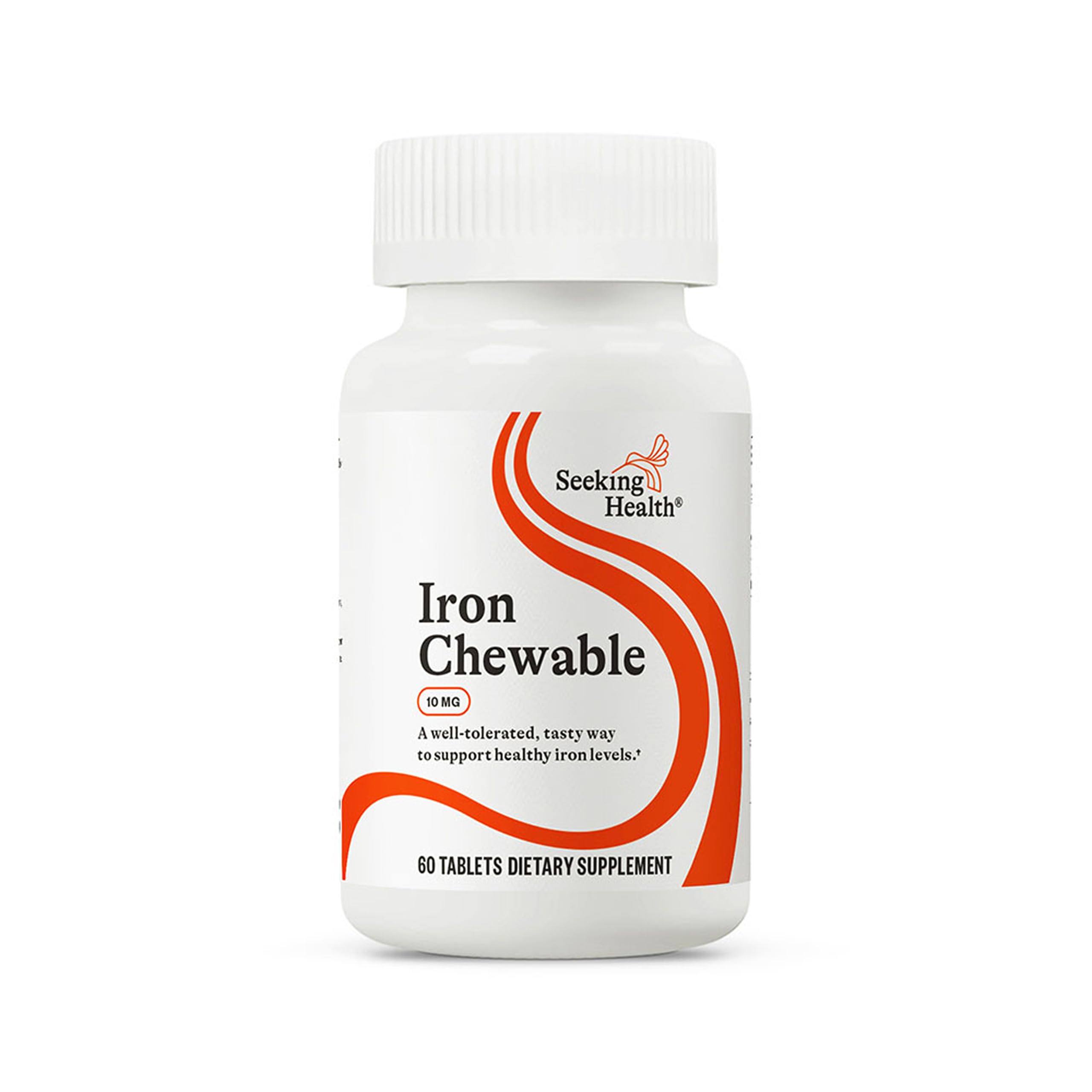Front view of Seeking Health Iron Chewable bottle