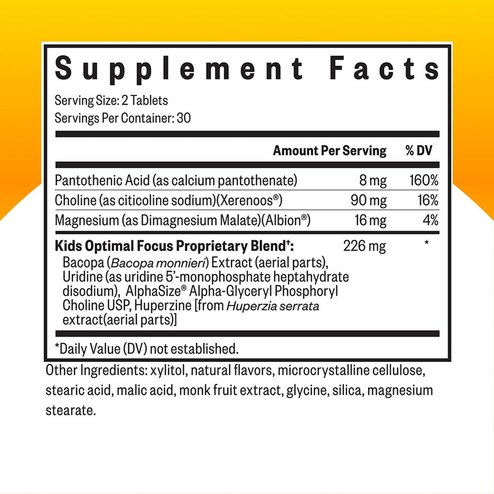 Bottle of Seeking Health Kids Optimal Focus with label visible