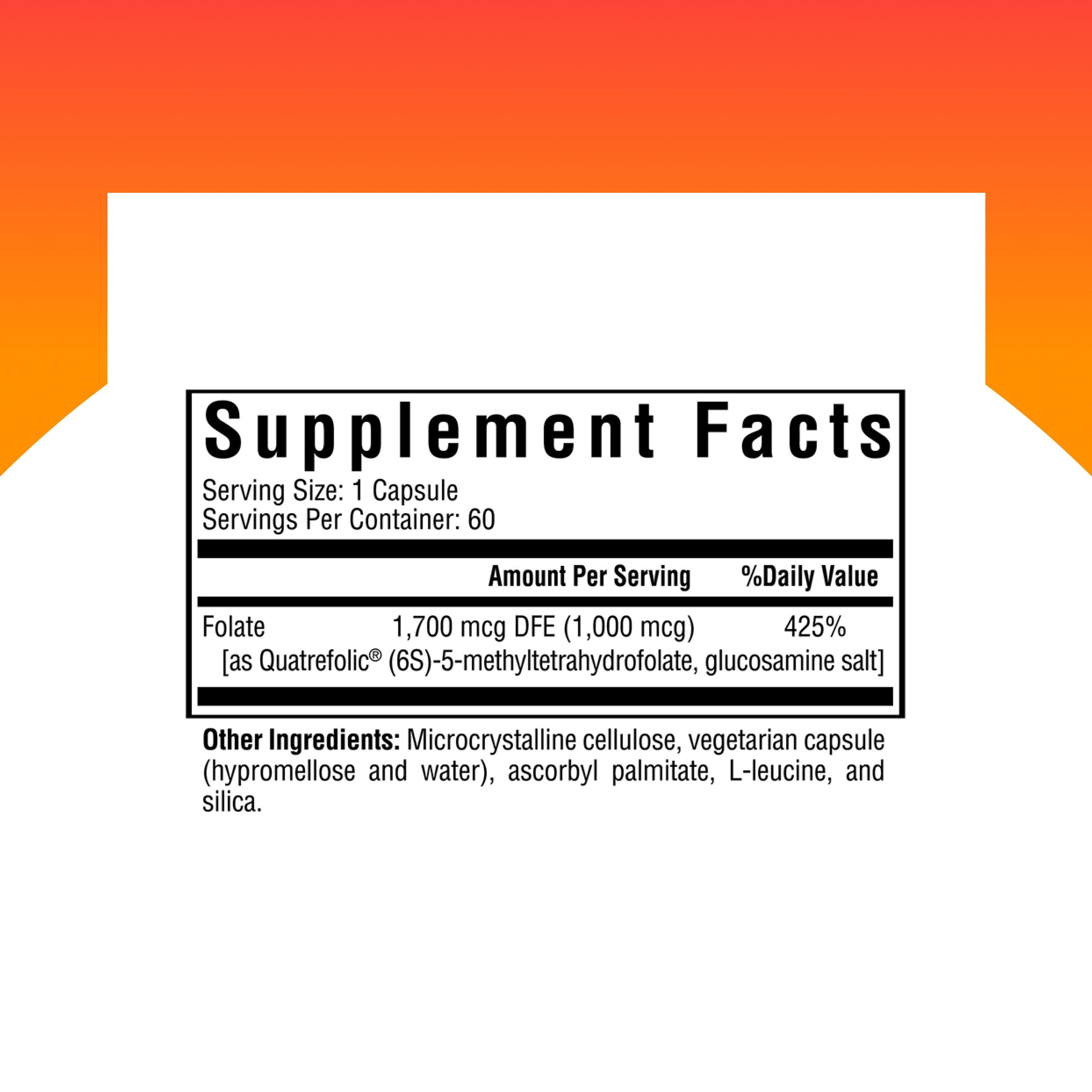 Back of bottle showing supplement facts