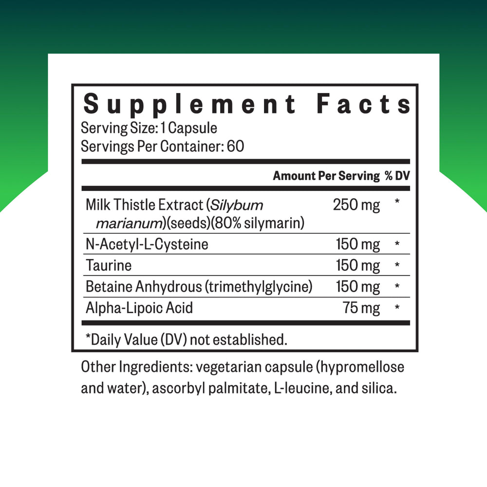 Bottle with label details for Liver Nutrients