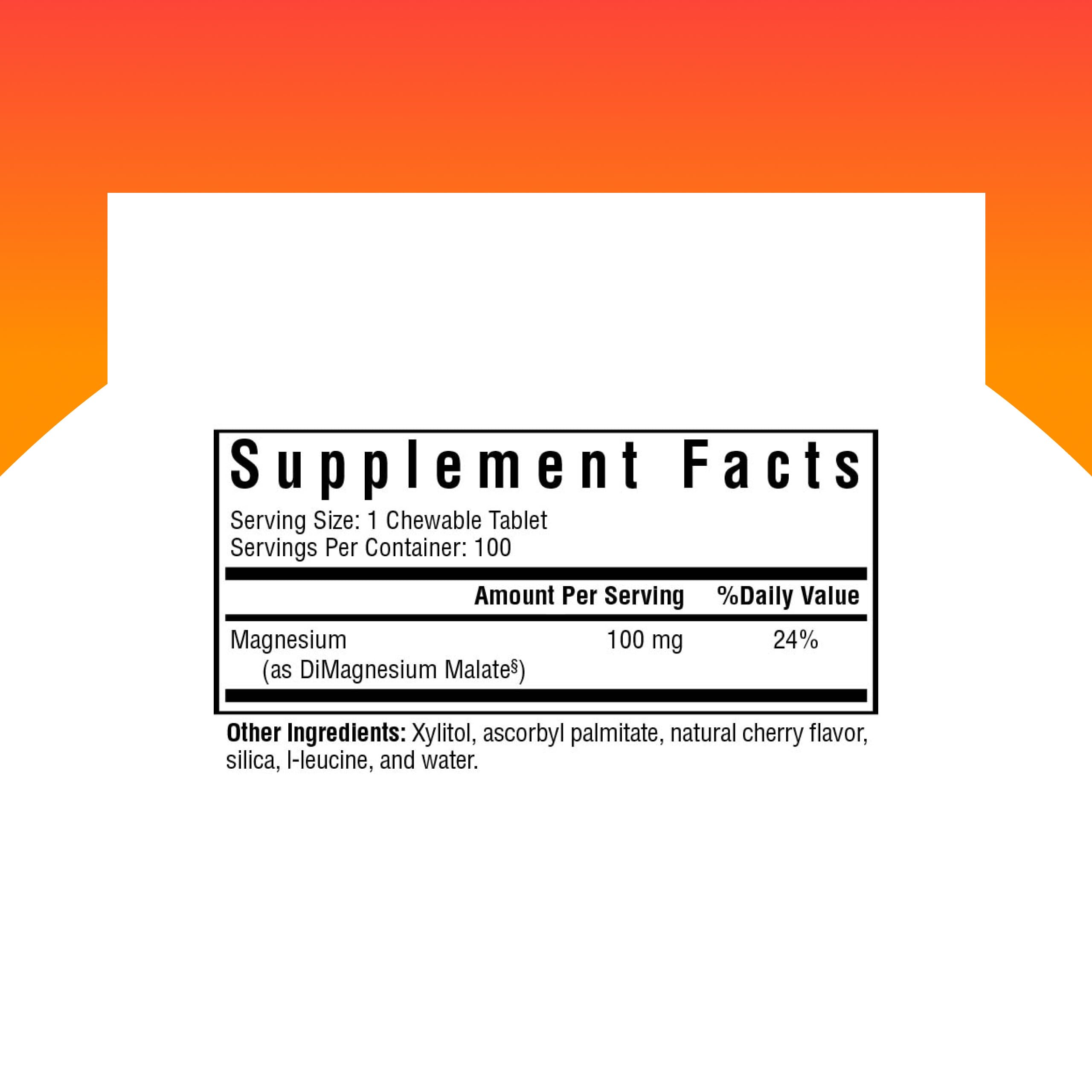 Close-up of chewable magnesium malate tablets