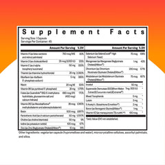 Back of bottle label highlighting zinc, B12 and Vitamin A