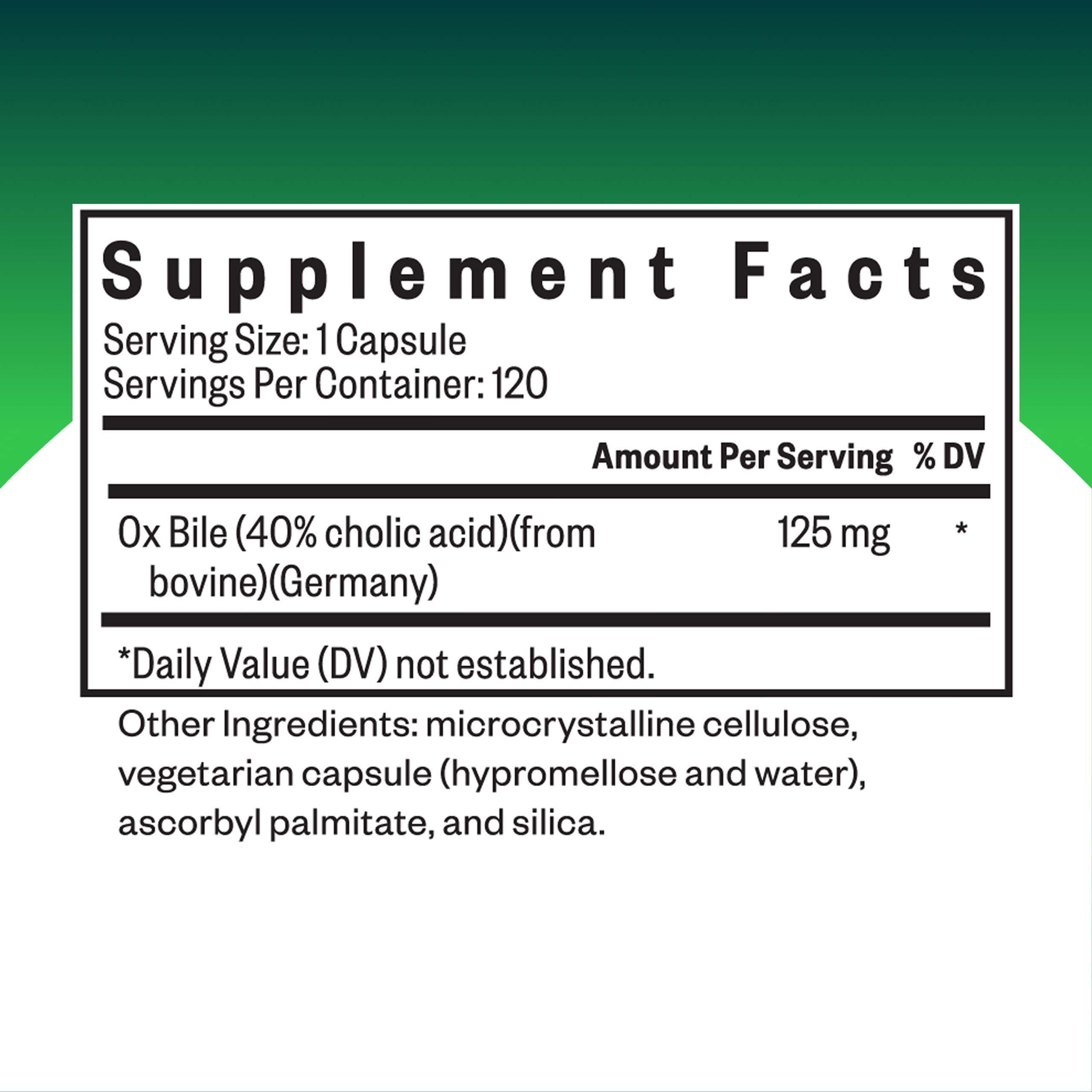 Ox Bile Digestive Enzyme Supplement capsules