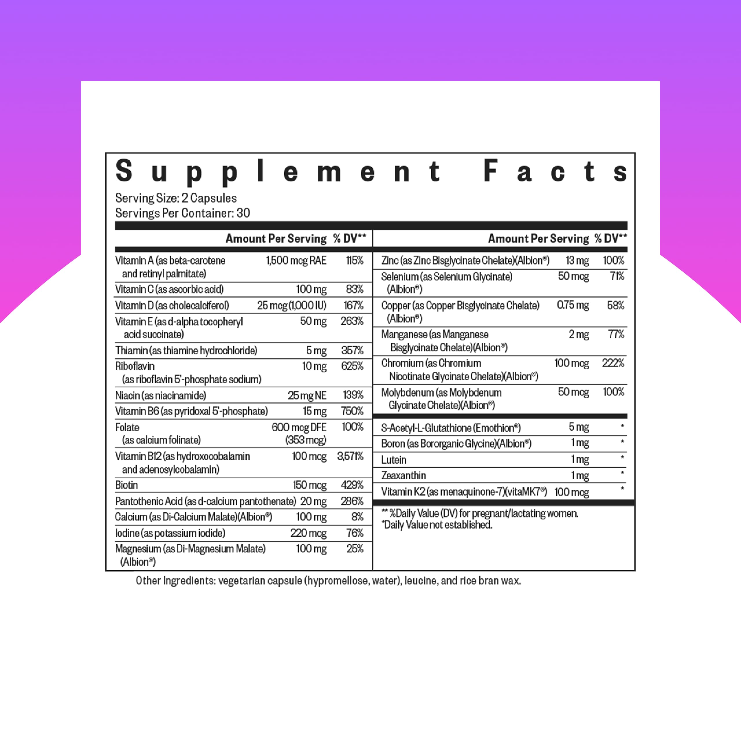 Two methyl-free vegetarian capsules from Seeking Health Prenatal Essentials MF