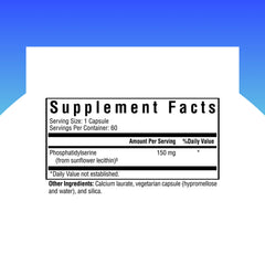 Front label of Seeking Health Phosphatidyl Serine bottle highlighting soy-free, non-GMO, vegetarian