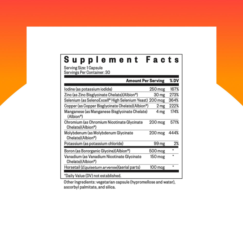 Front packaging of Seeking Health Trace Minerals Complex