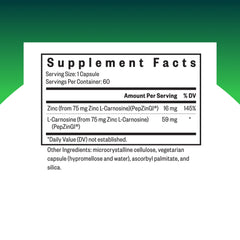 Close-up of vegan zinc L-carnosine capsules