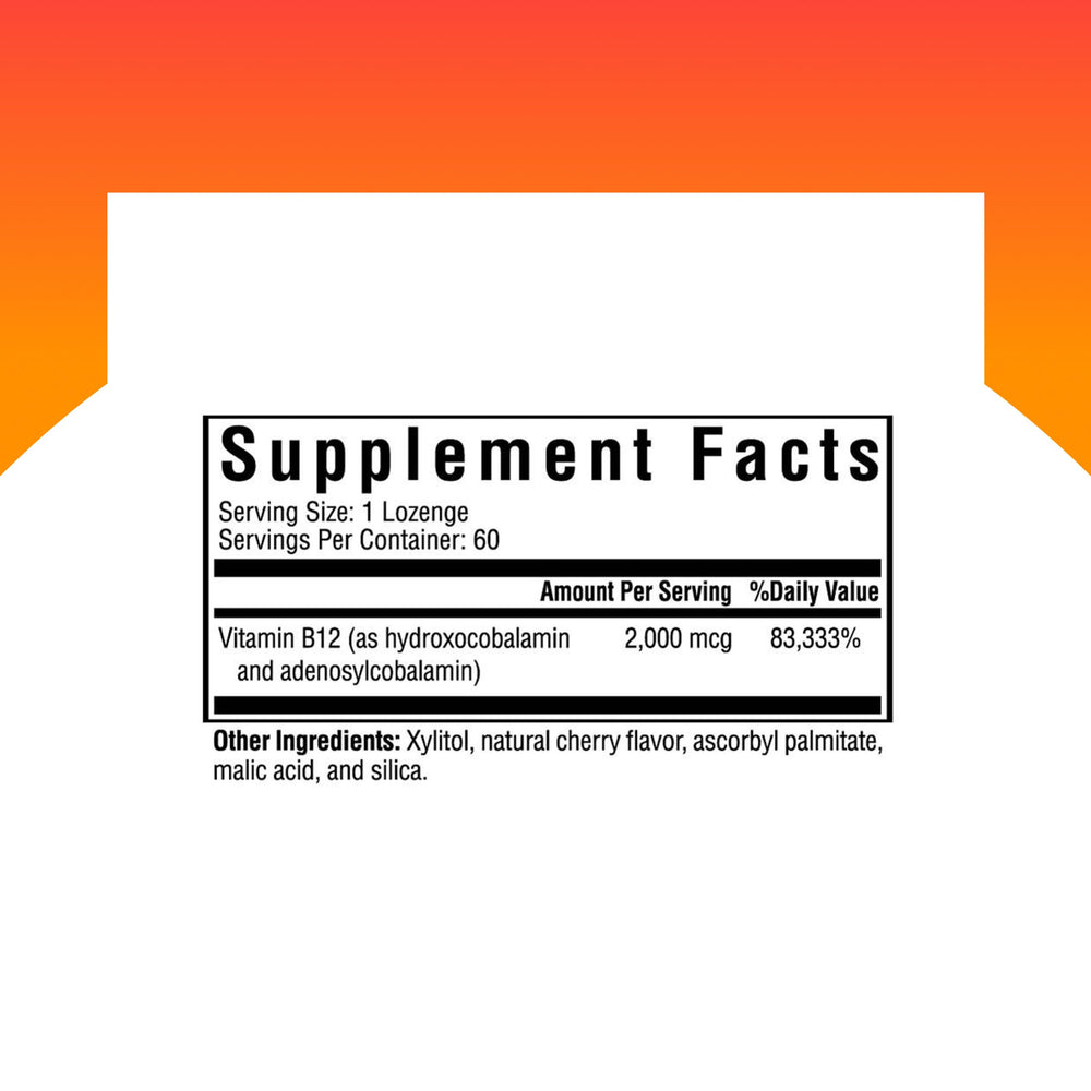 Label showing 2000 mcg and methyl-free formula