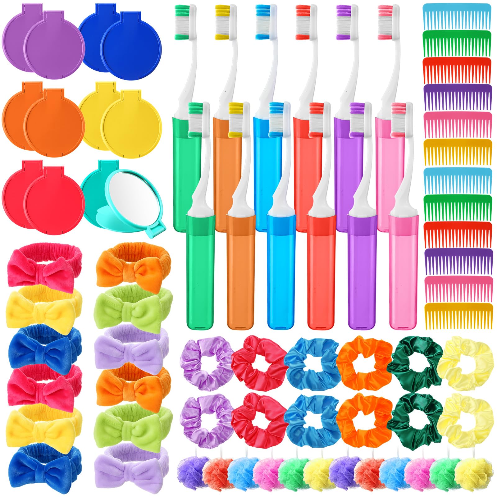 Seeloowy 72 Pcs Operation Christmas Hygiene Kit – folding toothbrushes and wide-tooth combs