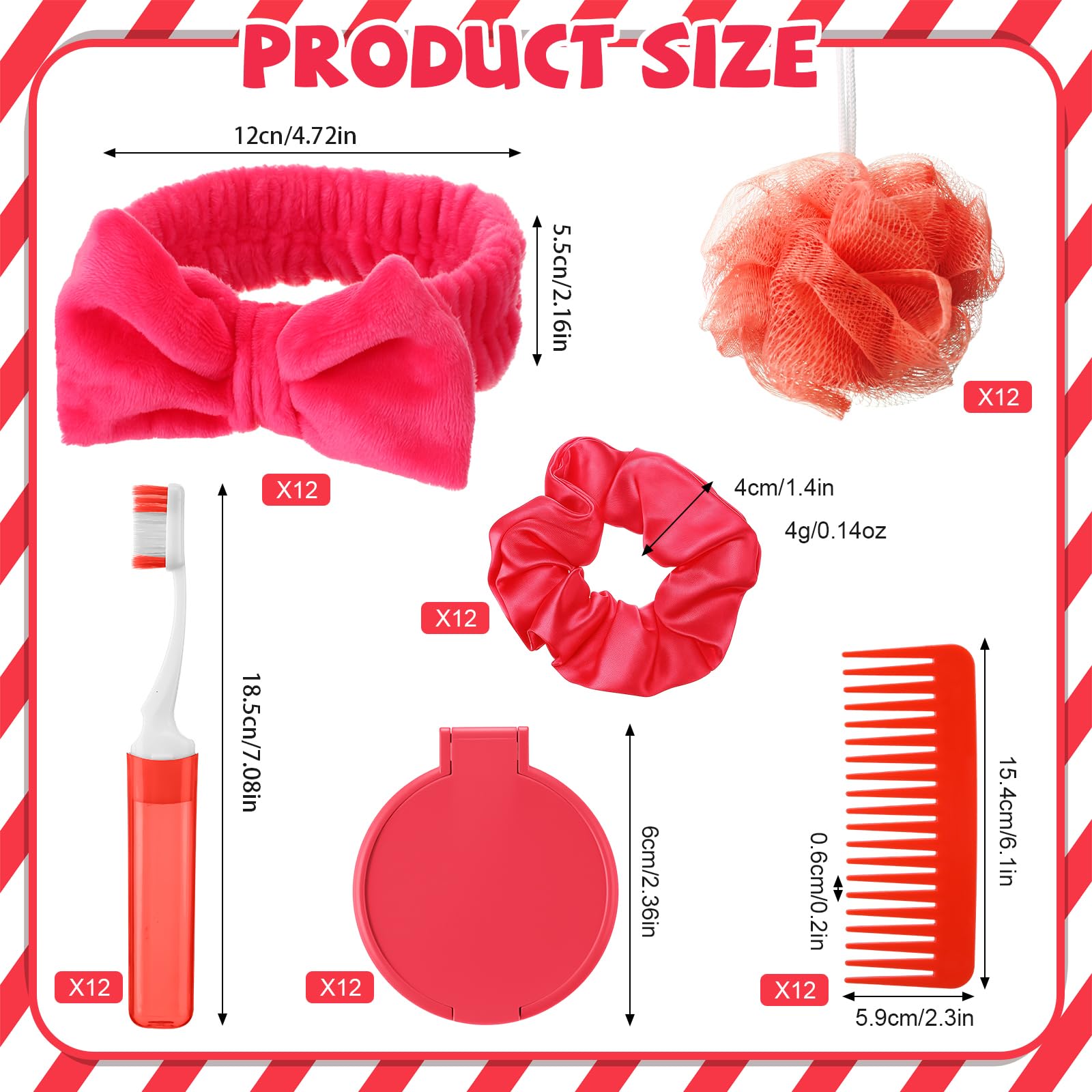 Multicolor spa headbands and bath loofahs included in the kit