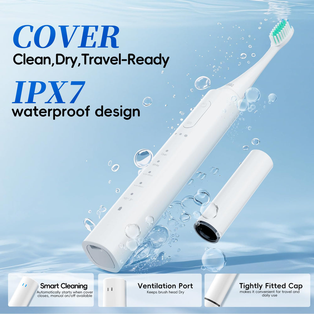 Two brush heads and wall mount included with SEIGA toothbrush