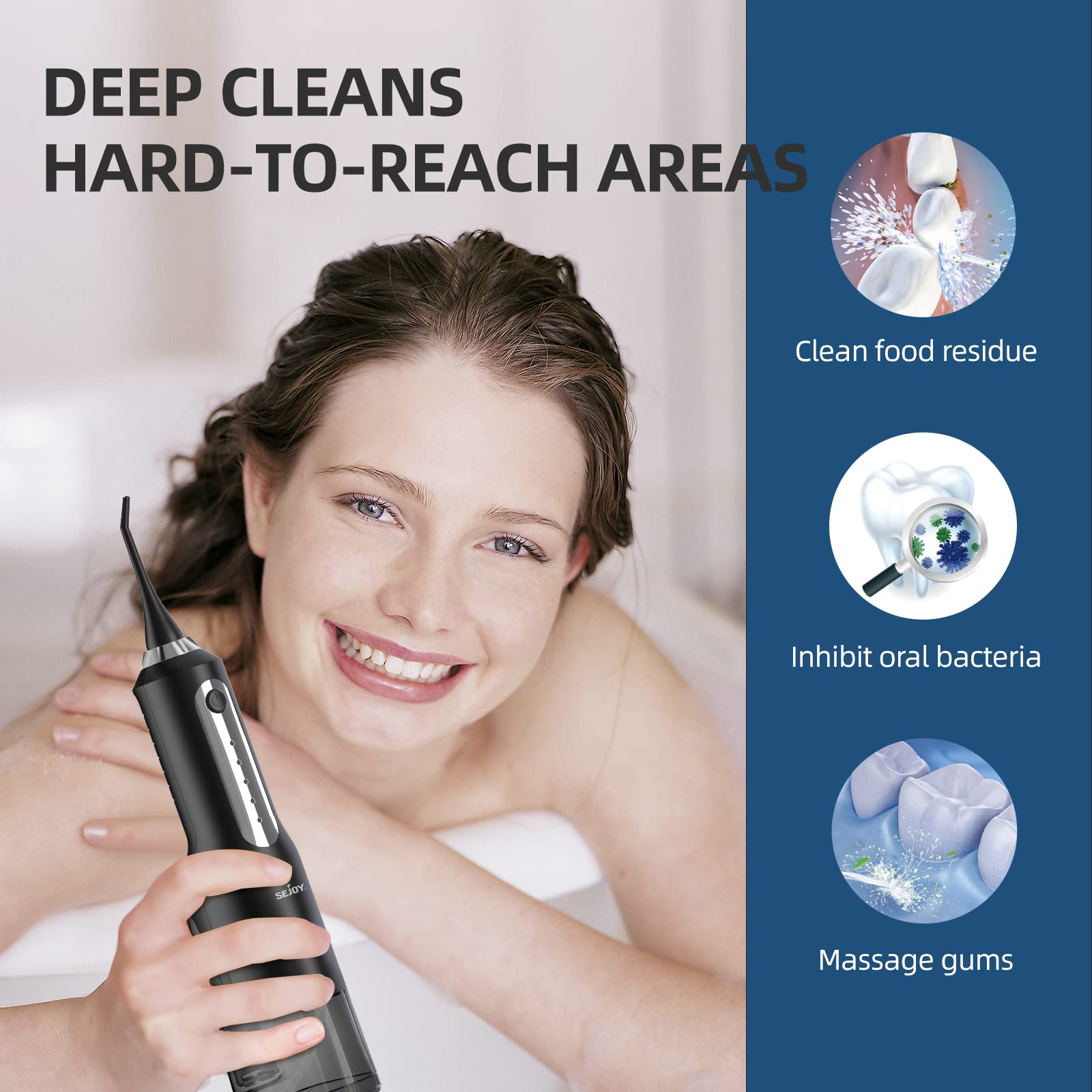 Sejoy water flosser packaging and accessories
