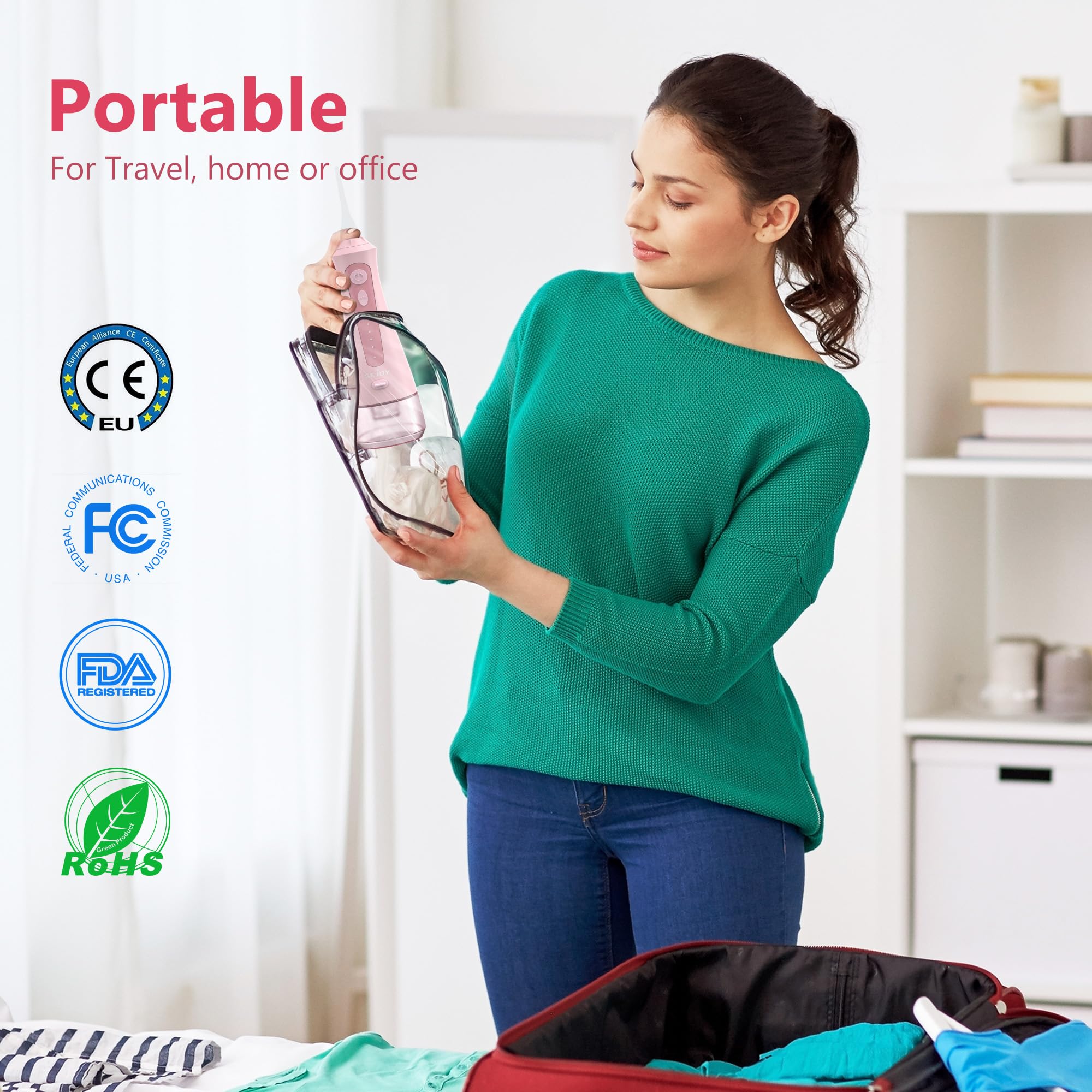 Includes USB charging cable and portable storage options