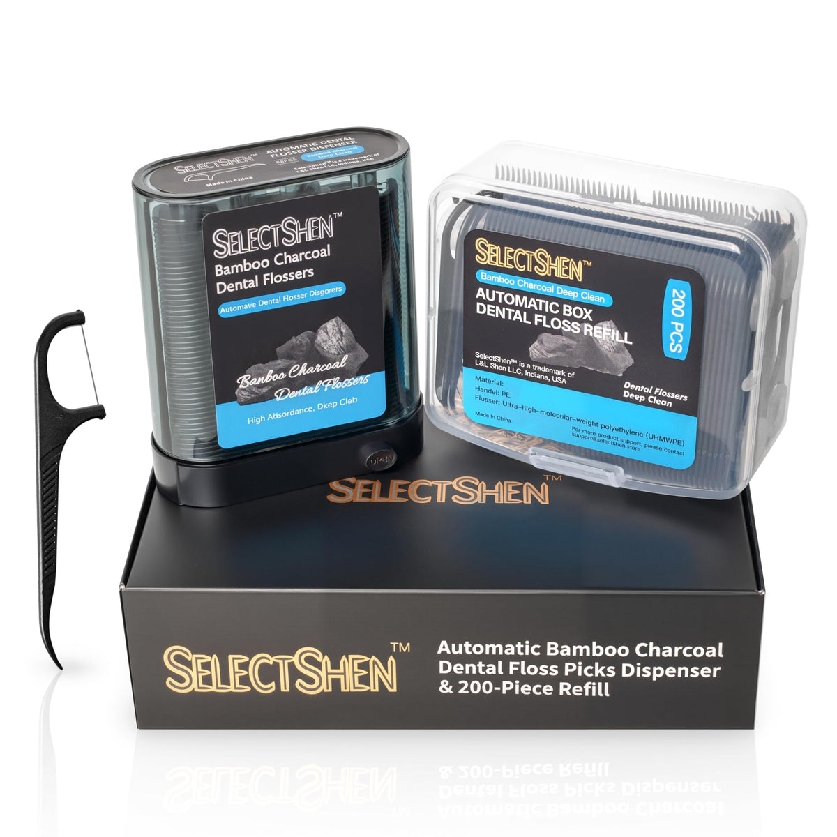 SelectShen Bamboo Charcoal Dental Floss Dispenser