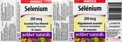 Selenium 200 mcg label with dosage information