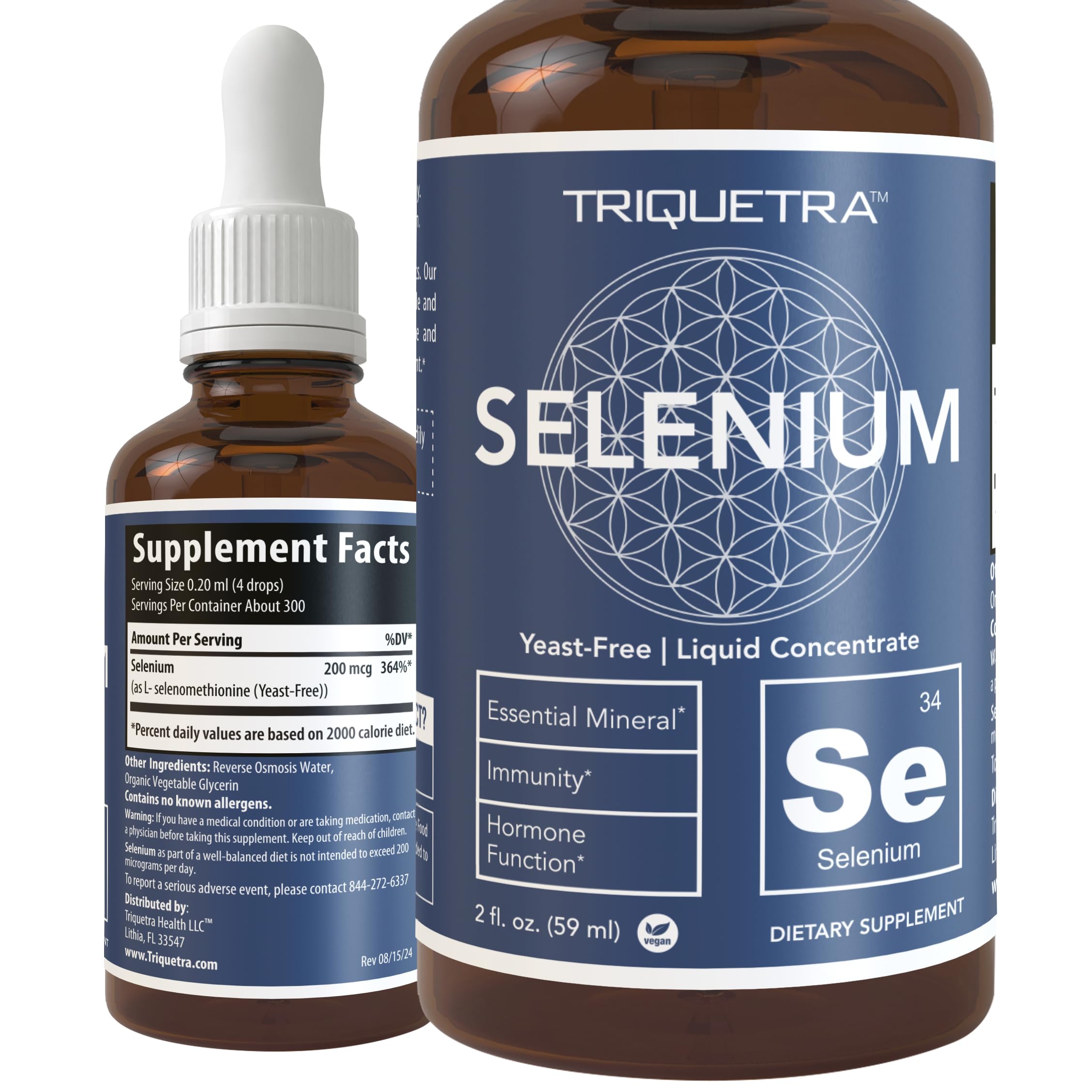 Selenium 200 mcg Selenomethionine vegan sublingual liquid bottle (2 oz)