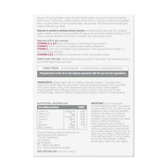 Product label showing ingredients and supplements