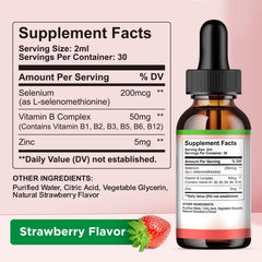 Back label showing ingredients and supplement facts on Selenium Liquid Drops bottle