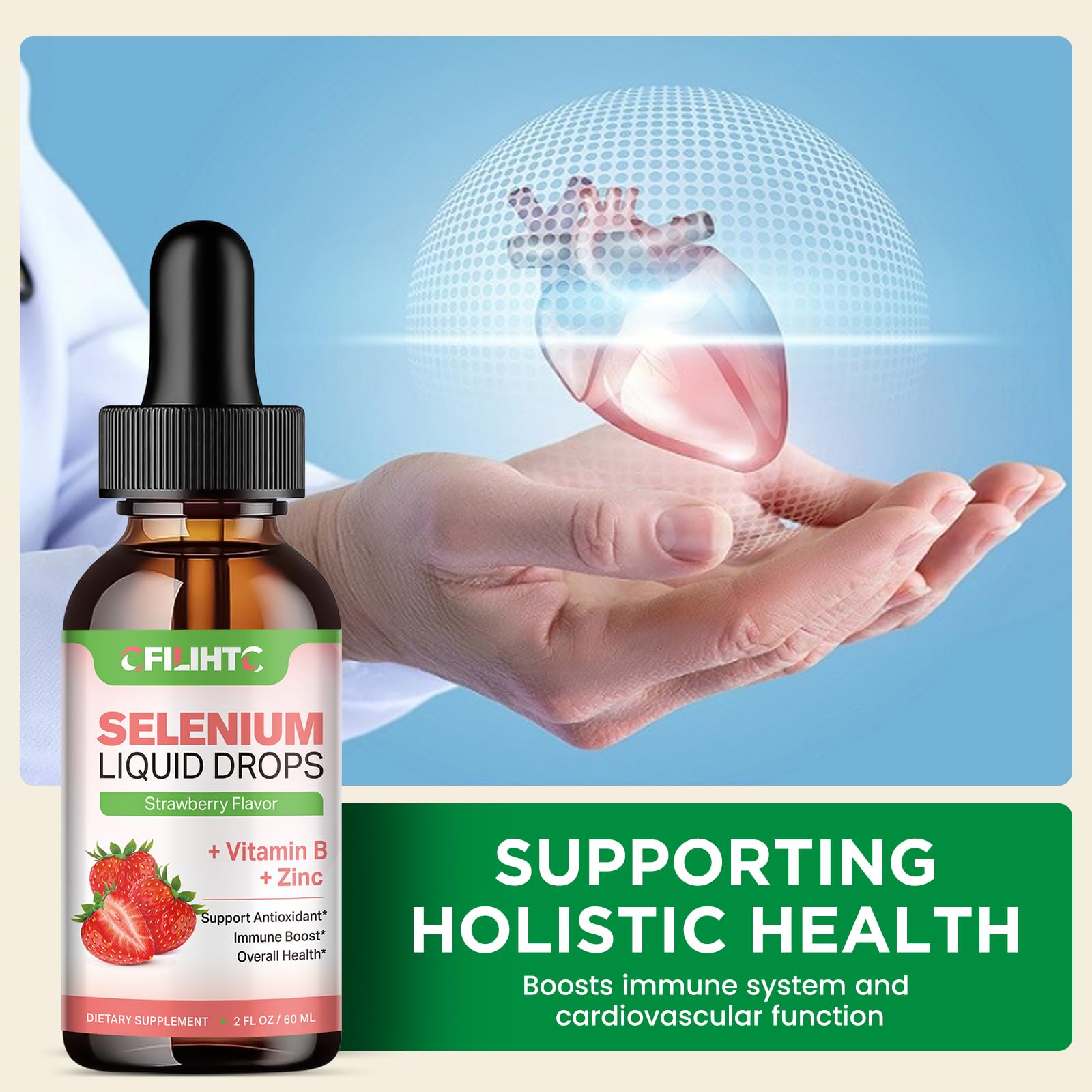 Selenium Liquid Drops in strawberry flavor