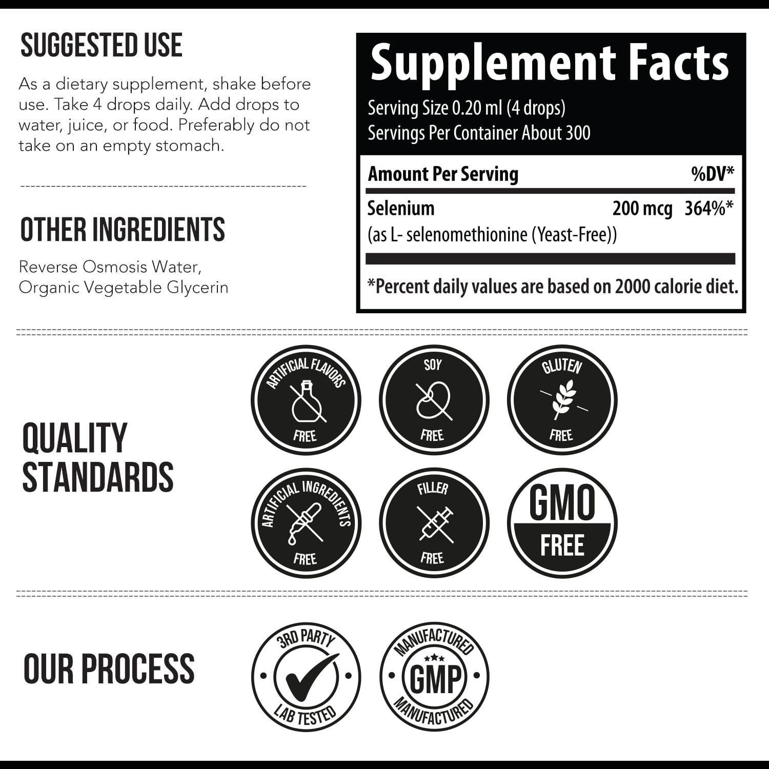 Third-party tested vegan Selenium supplement label