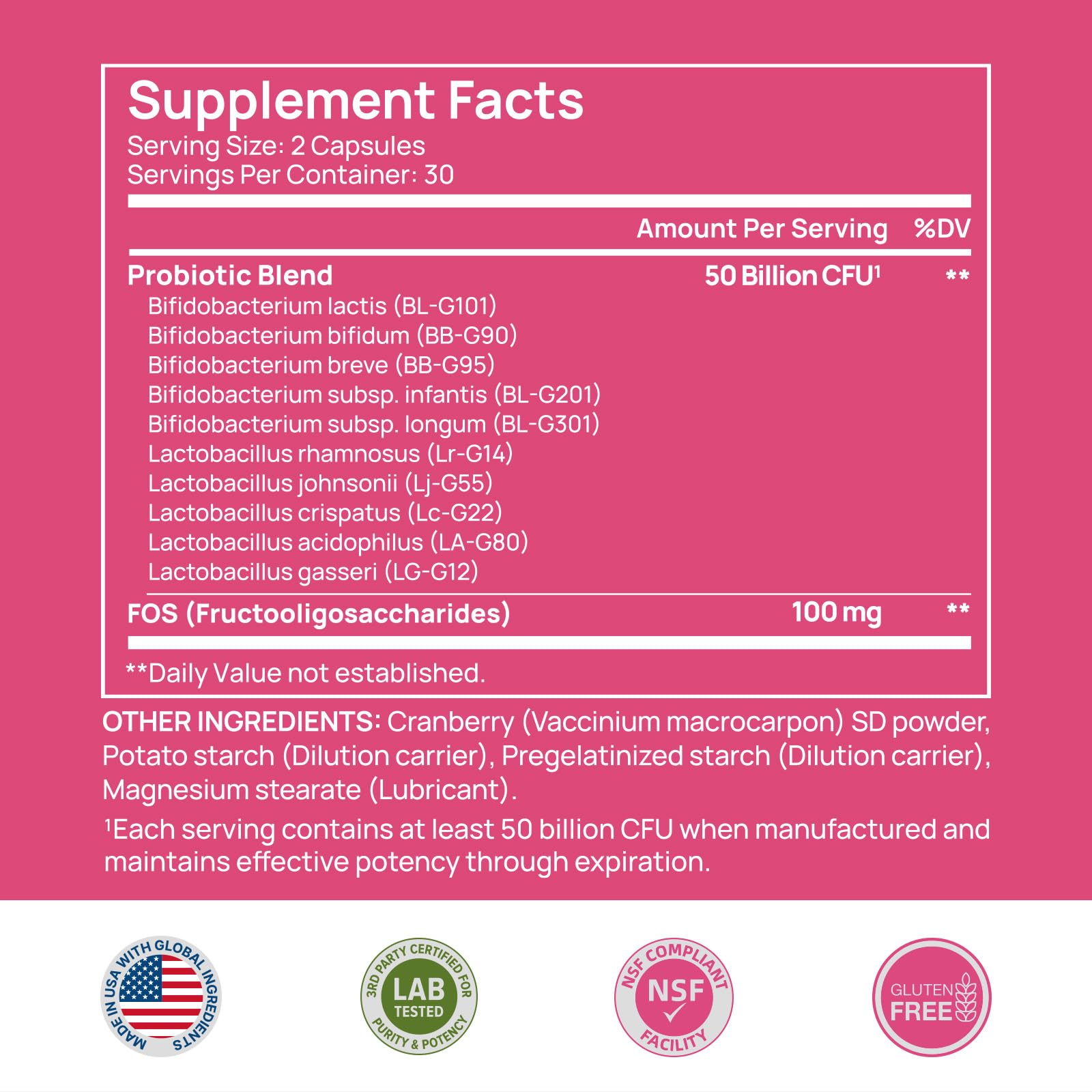 Made in the USA label on Selerb Vaginal Probiotics bottle