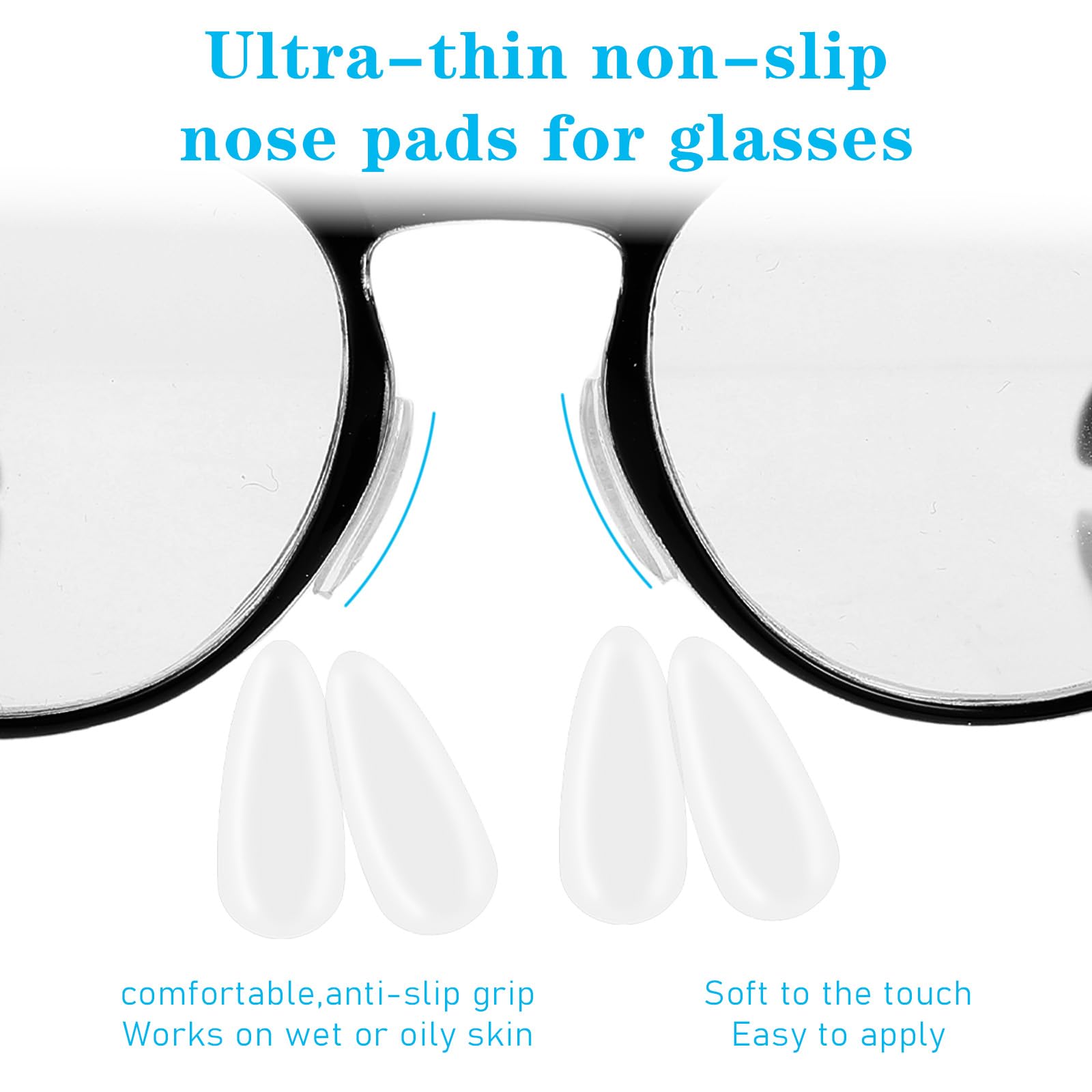 Self-adhesive nose pads being installed on glasses