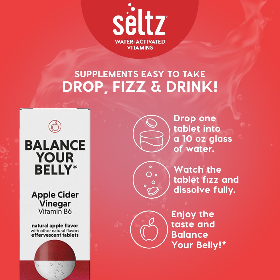 Prepared glass of apple-flavored drink from Seltz Balance Your Belly