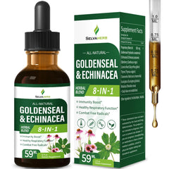 Front view of Selvaherb Goldenseal & Echinacea Drops bottle