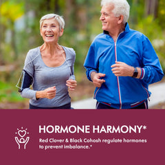 Close-up of herbal ingredients including Black Cohosh and Red Clover