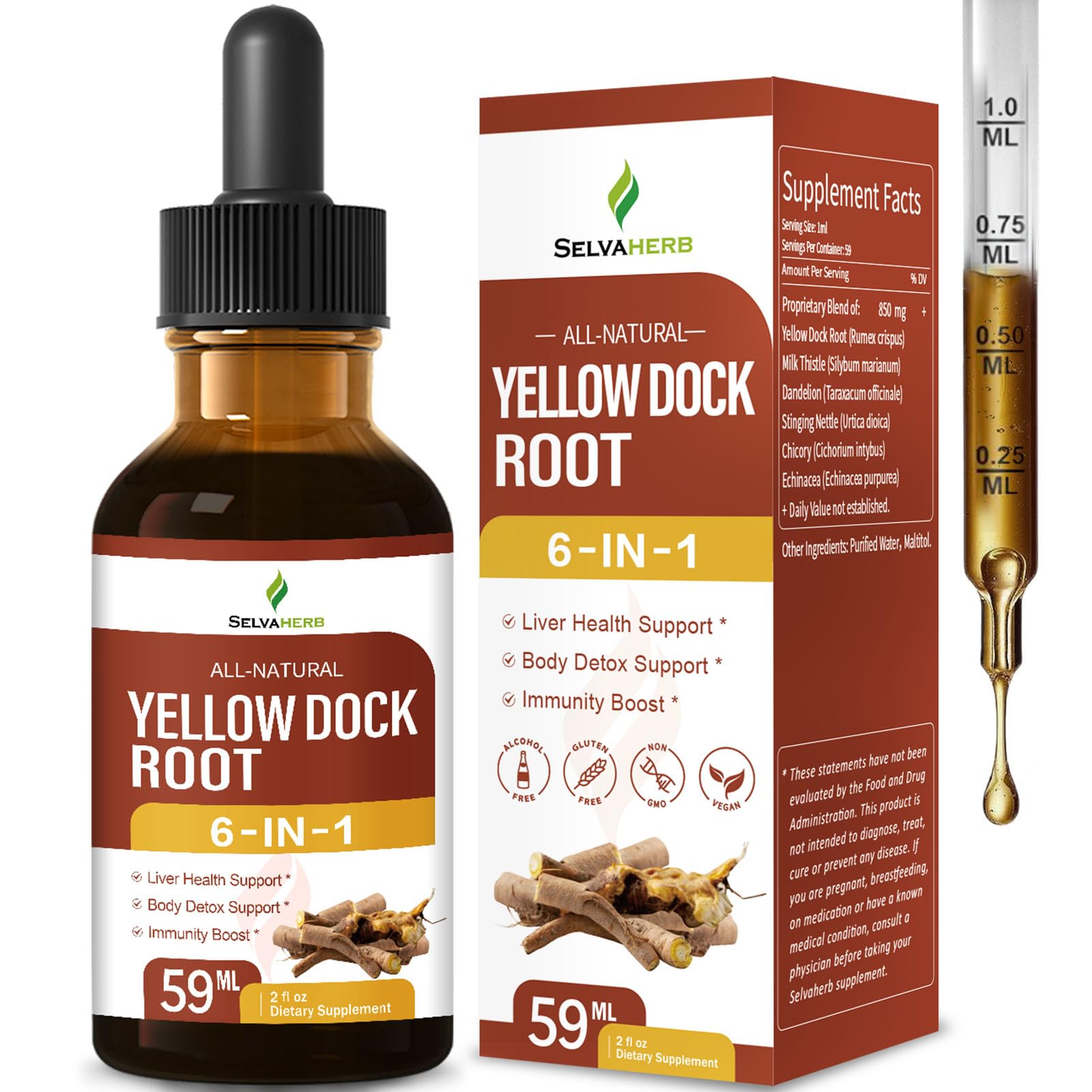 Selvaherb Yellow Dock Root Organic Drops bottle 2oz