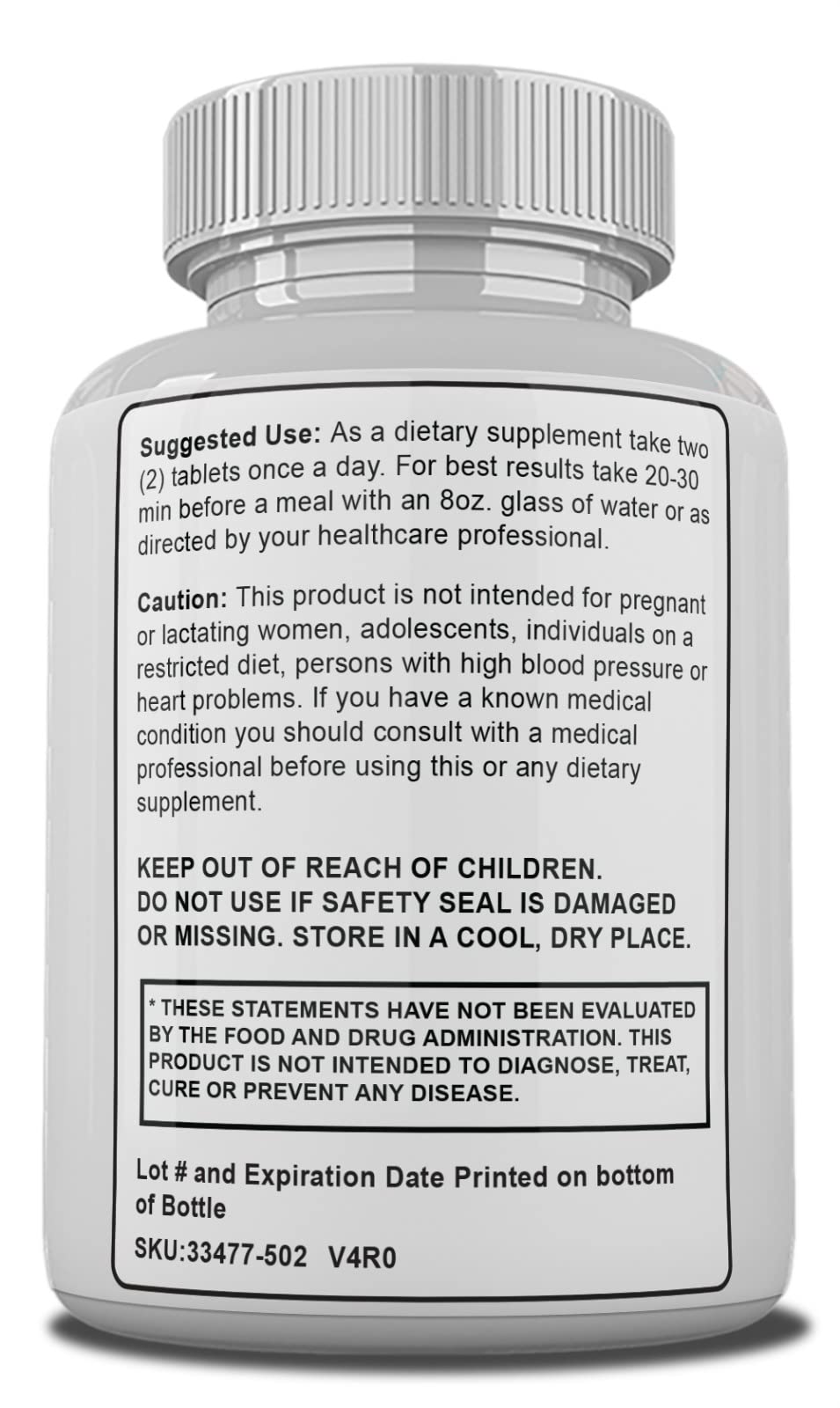 Semenoll supplement facts panel