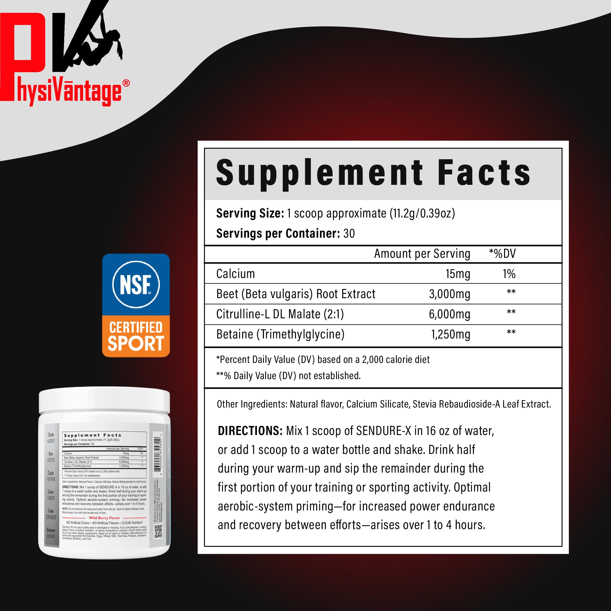 Close-up of beetroot and citrulline ingredients in powder